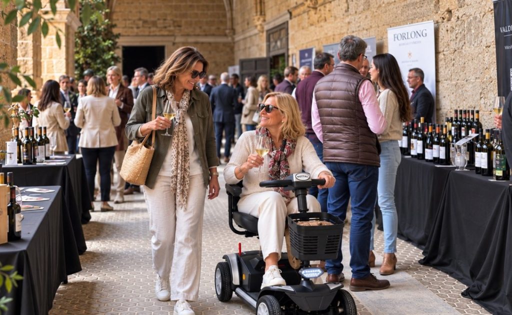 Kvinde på en kompakt Kettal Q180 elscooter til en vinsmagning